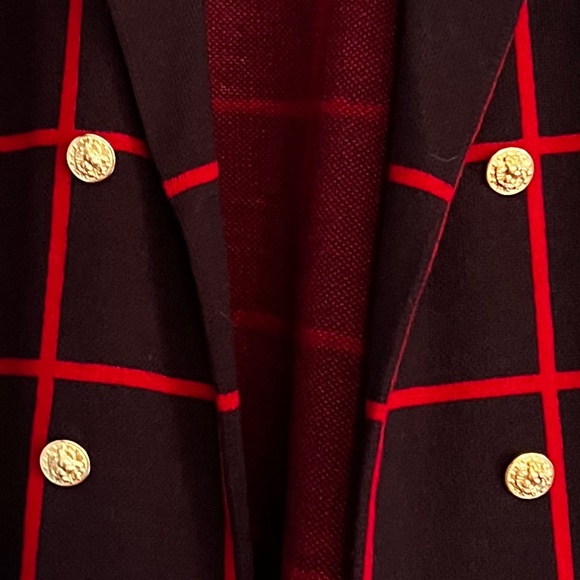 Anne Klein sweater blazer coat. Medium. Navy blue and red. - Picture 4 of 6
